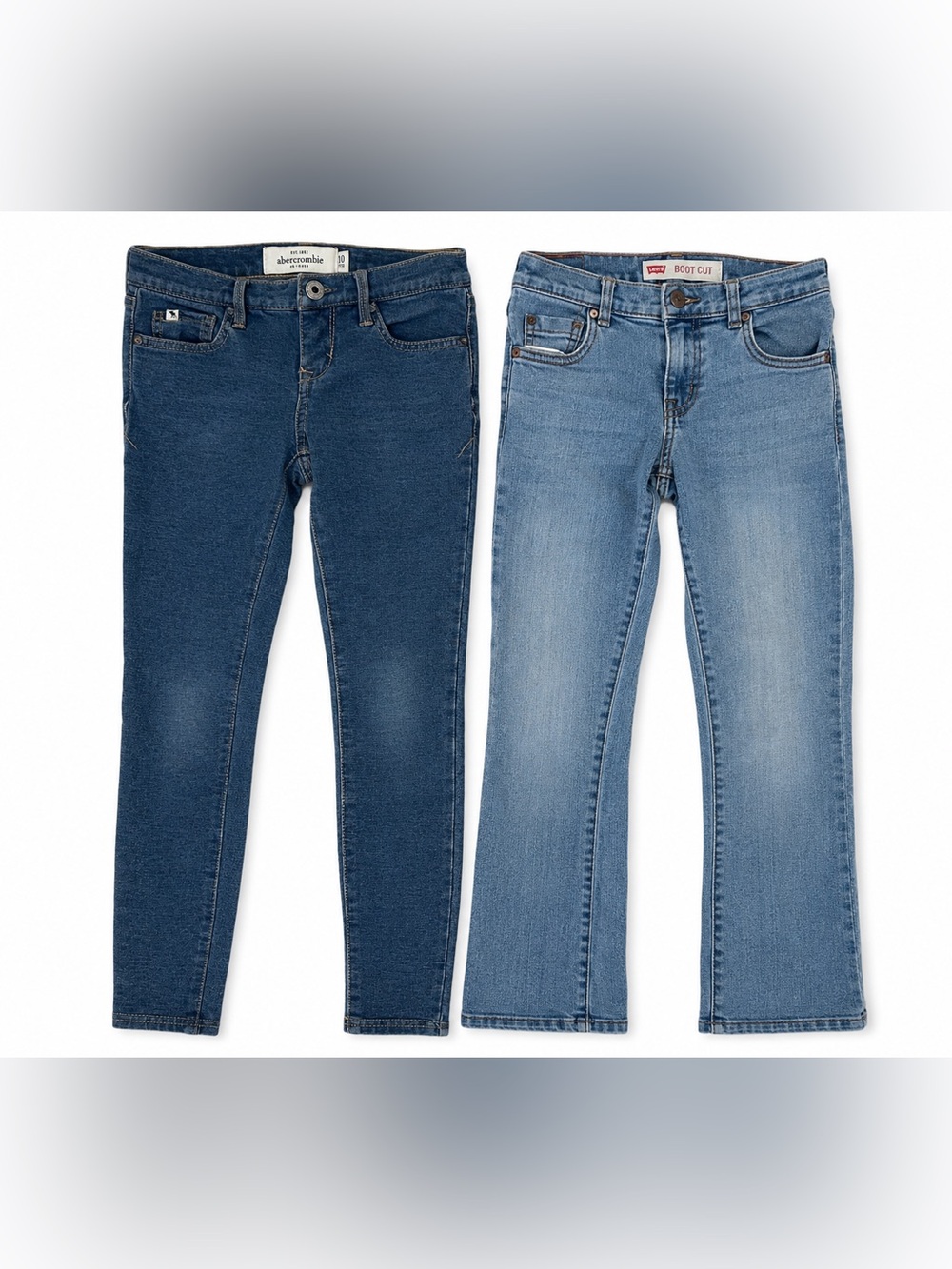 Girls Size 10 Jean Lot Abercrombie Cute Stretch & Levi’s Boot Cut 2 Pair